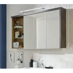 Badezimmer: Spiegelschrank "Bay" Eiche Riviera, Beton grau (123x71 cm)