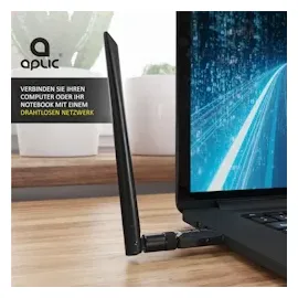 Aplic WLAN Adapter 1200MBit/s - 2,4Ghz + 5Ghz - Dual Band - 5 dBi externe Antenne - Mini WiFi Stick 1200 MBit/s - Wireless LAN - USB 3.2 Gen.1
