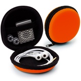 MyGadget Kopfhörer Aufbewahrung [ 8 x 8 cm ] - Mini Tasche Schutztasche Transport Box - Zubehör für z.B. In Ear Case Ohrhörer | Apple Airpods | USB Sticks - Orange