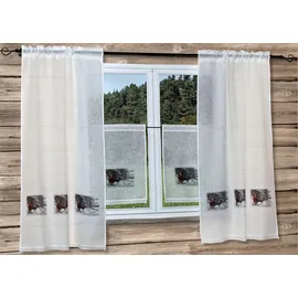 HOSSNER - ART OF HOME DECO Gardine "Weihnachtsmann" Gr. 1, beige, B:90cm H:150cm, Organza, Polyester, HOSSNER - ART OF HOME DECO, Gardinen, Gardine, Landhaus-Look
