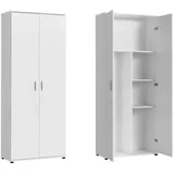 home collective Mehrzweckschrank Weiß, Holzwerkstoff, Echtholz, 2 Fächer, 75x184x35 cm breit mit Einlegeböden 75x35x184 cm (BxTxH) mit Einlegeböden und Fach für Staubsauger - Weiß