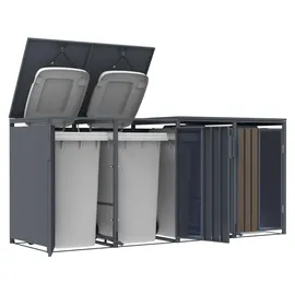 FM-SOLAR Mülltonnenbox 265 x 80 x 116 cm holzoptik
