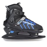 Verstellbar Eishockey Schlittschuhe für Herren Damen Erwachsene Kinder, Edelstahl Ice Skates, Eislaufschuhe mit Schnellschnürsystem & Push-Lock-Schnalle für Sicheren Halt (Schwarz blau, M35_38)