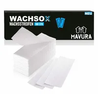 MAVURA Kaltwachsstreifen WACHSOX Vliesstreifen Warmwachs Kaltwachs Zuckerpaste Sugaring, Vlies Enthaarungsstreifen Haar Entfernung, Wachsstreifen Waxing Streifen Strips [100er Set] weiß