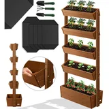 Kesser KESSER® Hochbeet mit Etagen Premium Blumenkasten Blumentreppe Pflanztreppe - Gemüsebeet Kräuterbeet Pflanzkübel Frühbeet Blumenbeet Pflanzkasten inkl. Gartenvlies- Beet für Terrasse Balkon & Garten