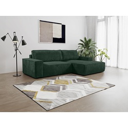 Ecksofa mit Schlaffunktion - Ecke Rechts - Cord - Tannengrün - AMELIA