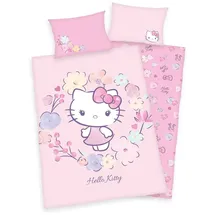 Babybest Herding Hello Kitty Bio-Bettwäsche-Set, GOTS-zertifiziert, Wendemotiv, Kopfkissenbezug 40 x 60 cm mit Hoteleinschlag, Bettbezug 100 x 135 cm mit leichtläufigem Reißverschluss, Baumwolle/Renforcé