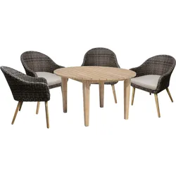 5-Teilige Tisch Garten Sitz-Gruppe Stühle Veranda Balkon ALU Terrasse