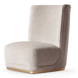 Casa Padrino Luxus Sessel Hellgrau / Messing 90 x 102 x H. 110 cm - Wohnzimmer Sessel mit gebogener Rückenlehne - Hotel Sessel - Wohnzimmer Möbel - Hotel Möbel - Luxus Möbel