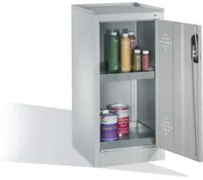 C+P Umwelt-Beistellschrank mit Drehtür, 2 Wannenböden, H1020xB500xT500mm Front Lichtgrau Korpus Lichtgrau