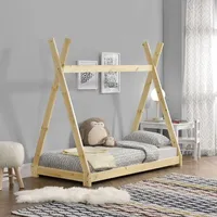 STADO Kinderbett | Holz | Natur | 80x160cm | Tipi | Holzbett | mit Lattenrost