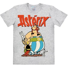 LOGOSHIRT T-Shirt "Asterix & Obelix", Herren, Gr. S, grau (grau, meliert), 95% Baumwolle, 5% Viskose, bedruckt, meliert, normal, Rundhals, Shirts T-Shirt, mit coolem Retro-Print