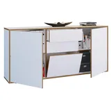 VCM Holz Kommode Sideboard mit Drehtüren, Schubladen und einer Klappe Büromöbel Maße ca. H. 74 x B. 160 x T. 33cm - Salia