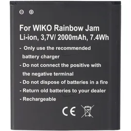 AccuCell Akku passend für Wiko Rainbow Jam, Wiko Rainbow Jam 4G, Akku 5222, 60,2 x 70,0 x 4,7mm