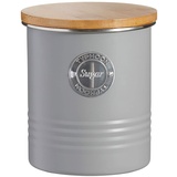 Typhoon Living Collection Zucker, pastellgrau, 1 Liter Vorratsbehälter, Stahl, Holz, Silikon, grau