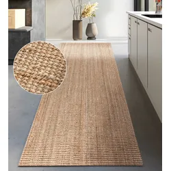 Teppich MY HOME "Avot Juteteppich", natur gold, B:80cm H:10mm L:150cm, Jute, Teppiche, 100% Jutefaser, Läufer, Esszimmer, Wohnzimmer, Skandi