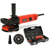 Yato Betonschleifer Betonfräse Sanierungsfräse Set 1400w Diamantschleifer 125 Mm Mit Diamantschleiftopf Und Absaughaube, Mit Drehzahlregelung