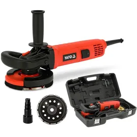 Yato Betonschleifer Betonfräse Sanierungsfräse Set 1400w Diamantschleifer 125 Mm Mit Diamantschleiftopf Und Absaughaube, Mit Drehzahlregelung