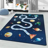 Miovani Kinderteppich Spielteppich Kinderzimmer Kurzflorteppich Deko Navy 120x170