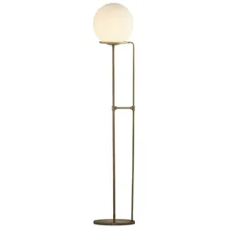 attraktive Stehleuchte Sphere messing antik Opalglas weiß rund 145cm Höhe