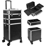 Kalolary 3-in-1 Kosmetikkoffer, Make-up Koffer Kosmetikkoffer Trolley Kosmetik Trolley Professionelle Künstler Kosmetik Organizer Box Multikoffer Friseurkoffer Make-up Koffer für Reisen (Schwarz)