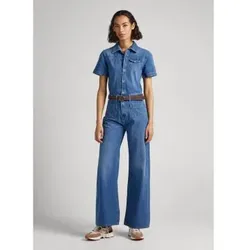 Pepe Jeans für Damen. PL230458 Overall Evelyn blau (S), Lässig, Baumwolle, Denim, Kurzarm, Nachhaltig