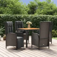 vidaXL Garten-Essgruppe 5-tlg. Schwarz