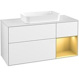 Villeroy & Boch Finion Waschtischunterschrank G711HFGF 120x60,3x50,1cm, Regal rechts Gold matt, Glossy white lacquer