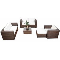 modulares 17tlg. Gartenmöbel Rattan Lounge Set XXL - braun-mix - Braun