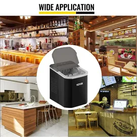 Vevor 12kg Eiswürfelmaschine mit LCD Anzeige Eiswürfelbereiter Schwarz Kommerzielle Eismaschine Ice Maker - Schwarz