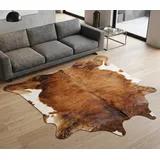 KUHFELL online & NOMAD Fellteppich Kuhfell Rinderfell Teppich Exotisch Braun Weiß ca. 240 x 210 cm XXL