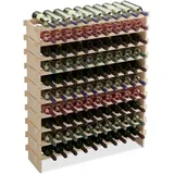 Relaxdays Weinregal, 100 Weinflaschen, stapelbares Flaschenregal, HBT: 120x103x25 cm, erweiterbar, Kiefernholz, Natur,
