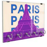 DEQORI Schlüsselbrett 'Paris Calling', (1 St), Schlüsselhalter Schlüssel Haken Schlüsselboard modern Schlüsselleiste bunt|lila