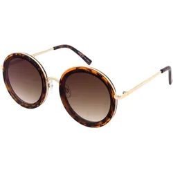 GNTM Sonnenbrille Metall Havanna Braun Rund - gold
