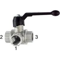 Riegler 3-Wege-Kugelhahn Standard L-Bohr. Messing Rp 1/4 DN 8