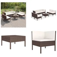 vidaXL 8 tlg. Garten Lounge Set mit Auflagen Poly Rattan Braun - Garten-Sofagarnitur - Garten-Sofagarnituren - Gartensofa-Set - Gartensofa-Sets - Braun