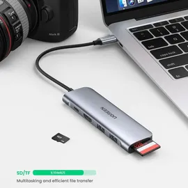 UGREEN 6-in-1 USB C PD-Adapter 6 Port USB-Kombi-Hub Grau (70411)