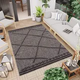 Carpet City Teppich CARPET CITY "In-& Outdoorteppich Santorini 58578, 3D-Effekt, Raute-Optik", grau (anthrazit), B:120cm H:5mm L:170cm, Polypropylen (PP), Teppiche, Teppich, Wetterfest & UV-beständig für Terrasse, Balkon, Küche, Flur
