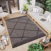 Carpet City Teppich CARPET CITY "In-& Outdoorteppich Santorini 58578, 3D-Effekt, Raute-Optik", grau (anthrazit), B:120cm H:5mm L:170cm, Polypropylen (PP), Teppiche, Teppich, Wetterfest & UV-beständig für Terrasse, Balkon, Küche, Flur