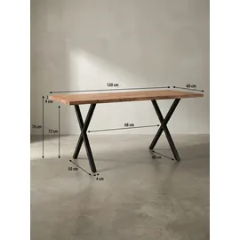 KADIMA DESIGN Schreibtisch Akazie Goldbraun-Schwarz