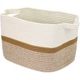 HMF Aufbewahrungskorb mit verlängerten Griffen aus Baumwolle 36 x 30 x 25 cm Weiß-Braun