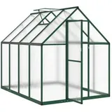 vidaXL Gewächshaus mit Fundamentrahmen Grün 224x169x195 cm, Aluminimum