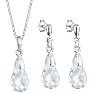 Elli Tropfen Bergkristall 925 Sterling Silber Schmuck-Set Damen