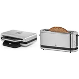 WMF Lono Sandwich Maker, Sandwichtoaster, für 2 Standard- oder XXL-Toasts, 2-stufige Höhenanpassung & Küchenminis Toaster Langschlitz mit Brötchenaufsatz, 2 Scheiben, XXL, 7 Bräunungsstufen, 900W