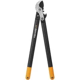 Fiskars PowerGear Amboss-Getriebeastschere für trockene Zweige und Äste, Schneide und stumpfes Gegenstück, Antihaftbeschichtet, Gehärteter Präzisionsstahl, Länge: 69 cm, Schwarz/Orange, L77, 1000583