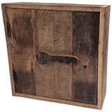 Schlüsselkasten quadratisch Holz Eisen 30 x 30 x 10cm groß Rustikal Schlüsselbox