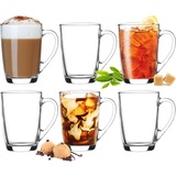 PLATINUX Latte-Macchiato-Glas Kaffeegläser mit Griff, Glas, Teegläser 250ml(max 320ml) Frühstücksgläser Trinkgläser Macchiato weiß