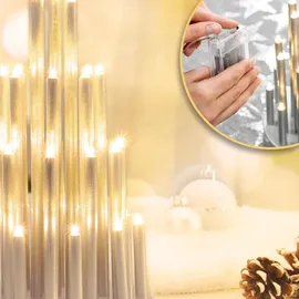 COM-FOUR com-four® LED Stimmungsleuchter Pyramide mit 33 warm-weißen LEDs mit Timerfunktion für Fensterbank, als Tischdeko für eine wohlige Atmosphäre