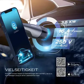 Launch Tragbares Elektroauto-Ladegerät Mobile Wallbox Typ 2 (3,68 kW, 16 A) 7 m