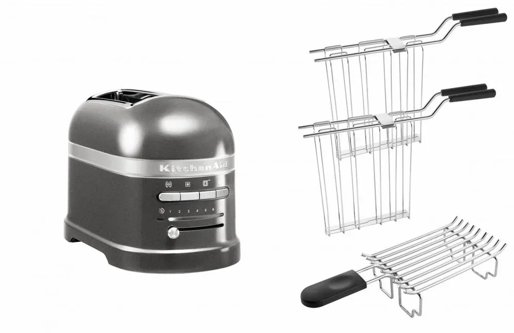 Preisvergleich Produktbild KitchenAid Paket 2, 2-Scheiben Toaster Artisan 5KMT2204 - Medaillon Silber